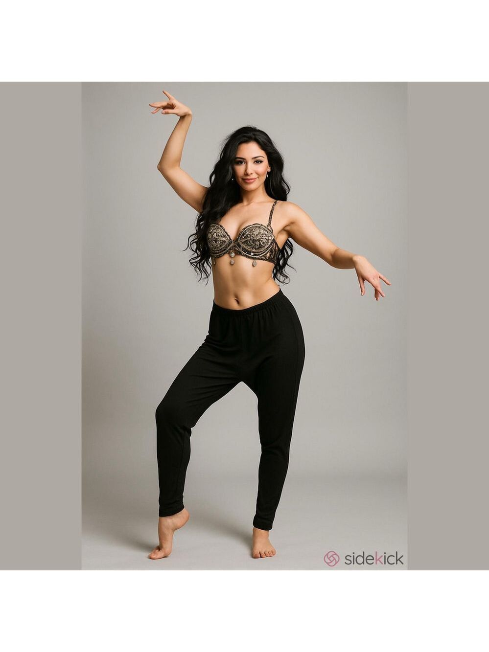 Belly dancer pants gypsy black sari high waist elastic  ren fair whimsigoth sz M
